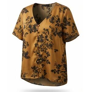 Torrid Women's 2X Boho Romantic Whimsigoth Feminine Floral Button Front Blouse